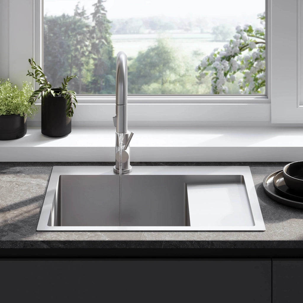 Lavello In Acciaio Fin Brush Nickel senza rubinetto da cucina