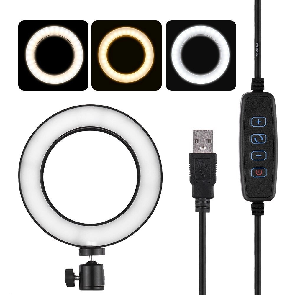 Trade Shop - Anello Punto Luce Led Fotografia Makeup Video Diffusore Circolare 6" 16cm Dimmer -