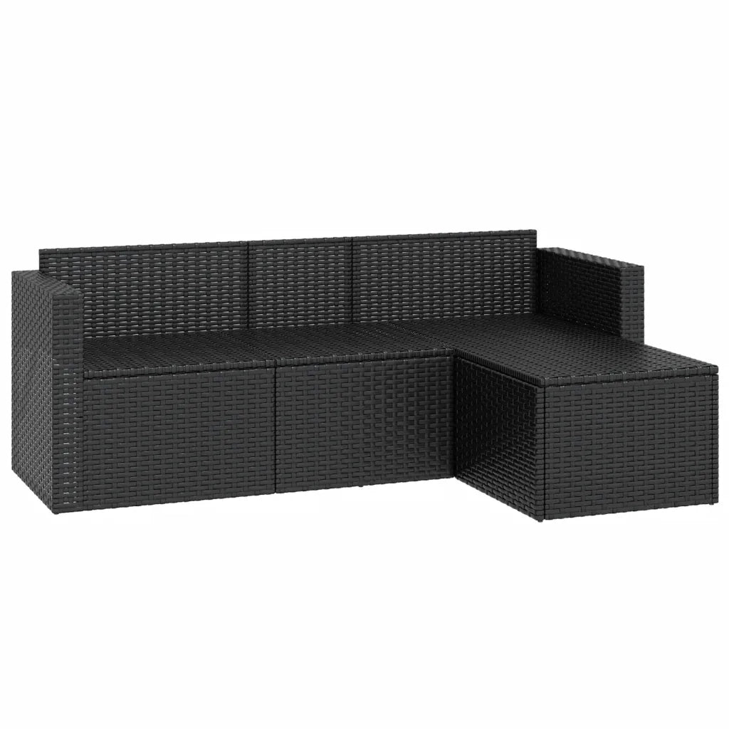 Set Divani da Giardino | Set Salotto da Giardino Nero in Polyrattan