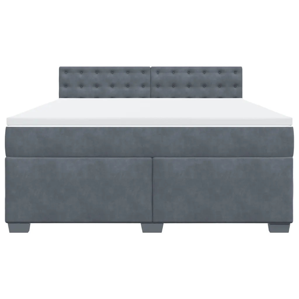 Giroletto a Molle con Materasso Grigio Scuro 180x200 cm Velluto