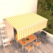 Tenda Retrattile Automatica con Parasole 5x3m Gialla Bianca 3069348