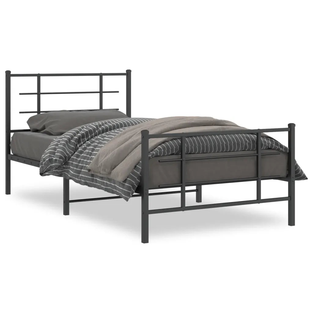 Giroletto con Testiera e Pediera Metallo Nero 107x203 cm 355575