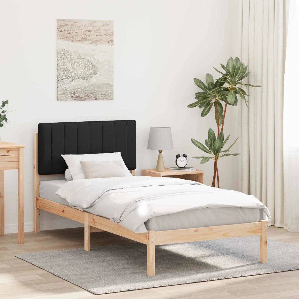 Letto con Testiera Rivestita Nero 90 x 190 cm 878086