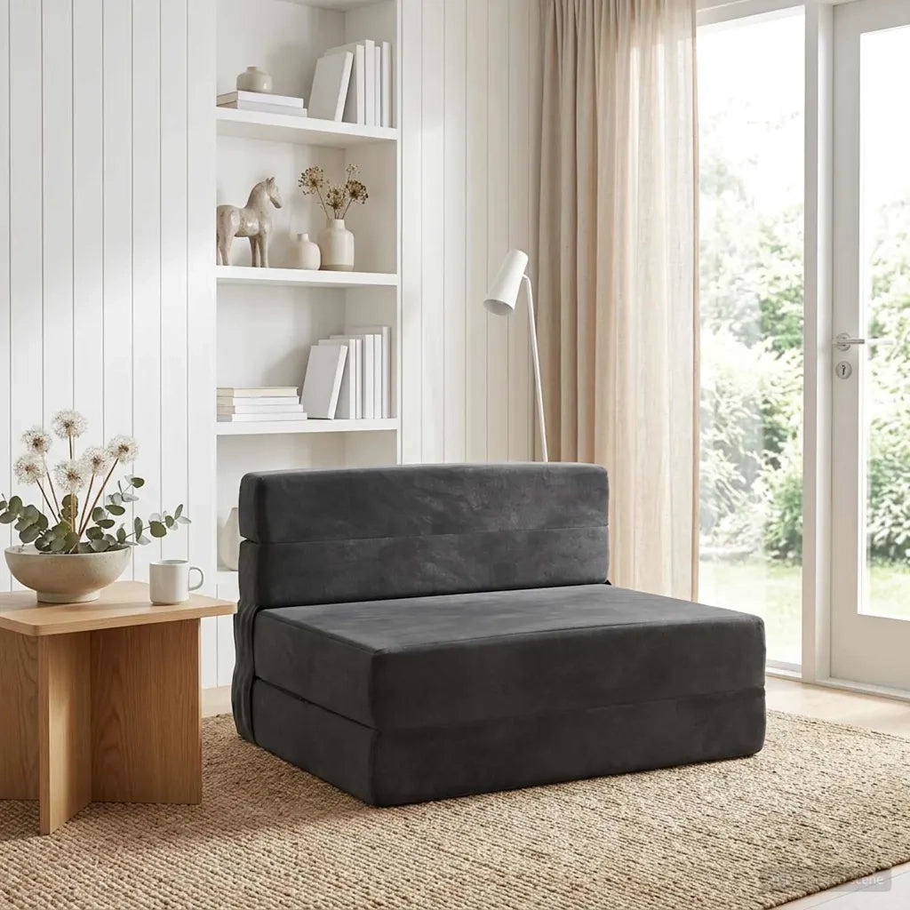 Divano Letto Pieghevole Grigio Scuro 70 x 72 x 60 cm Tessuto 900076
