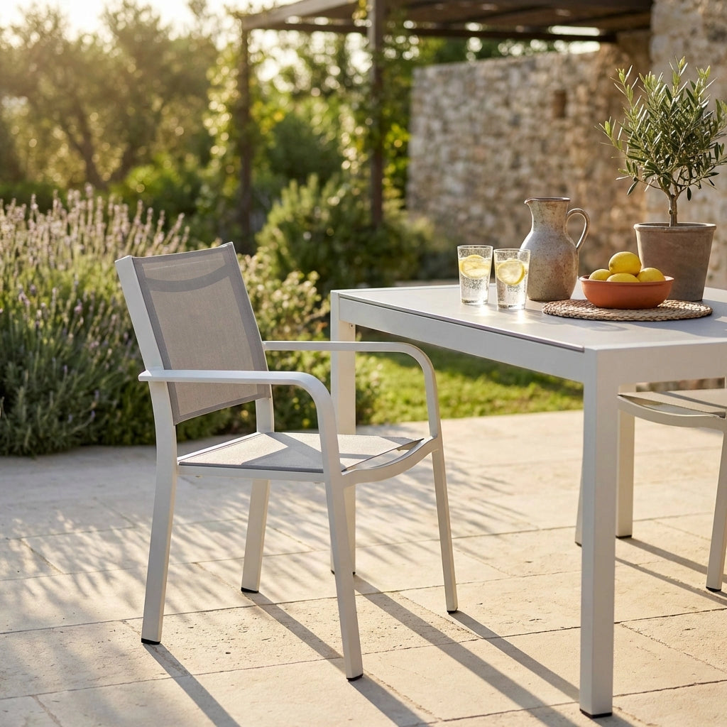 Poltrona da Giardino Impilabile in Alluminio Textilene cm 56x61x84 - WARD