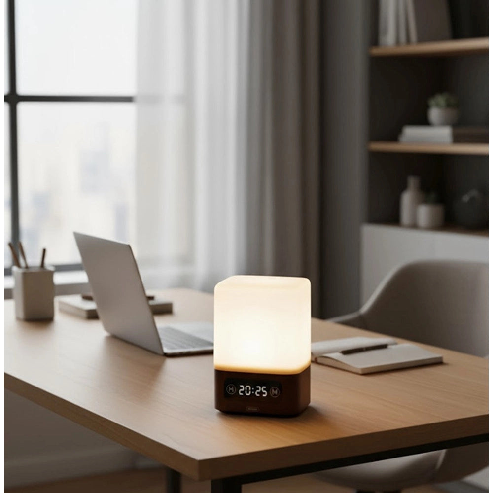 Trade Shop - Lampada Da Tavolo A Led Con Luce Notturna Display Design Elegante Moderno Q-led314 -