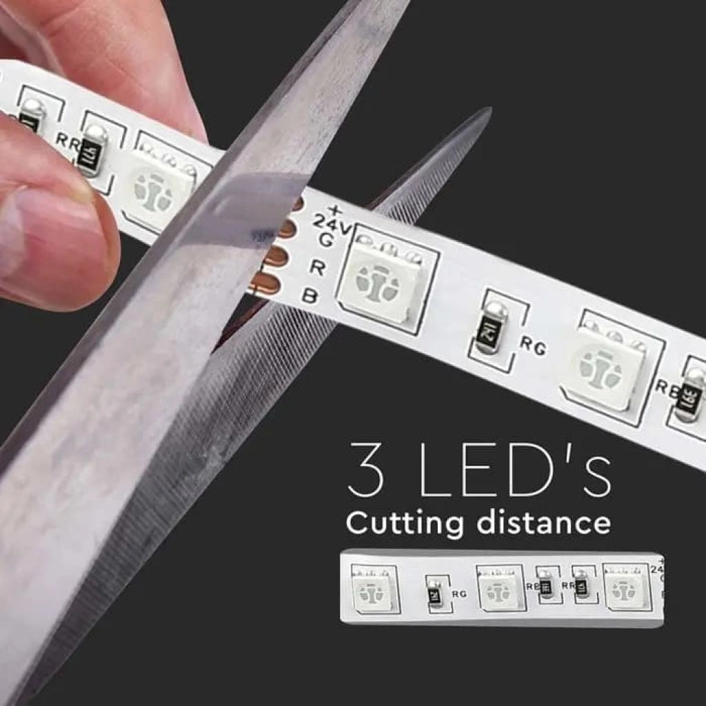 Striscia Strip LED SMD5050 7W/m Bobina 10 metri 60 LED/m 24V RGB IP20