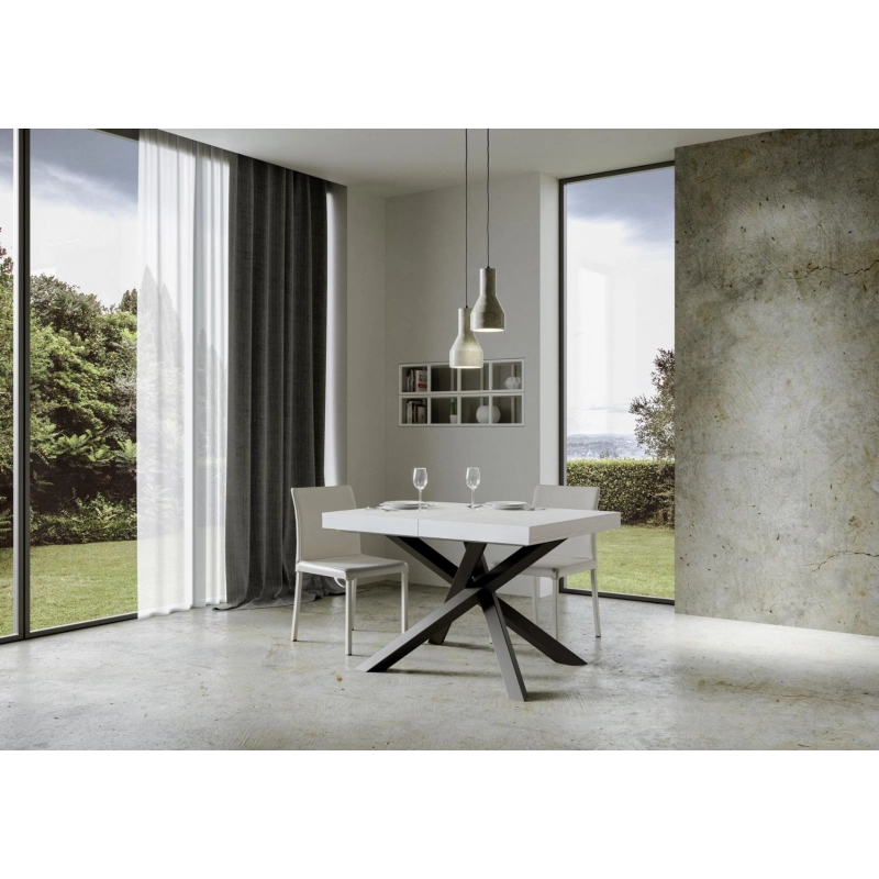 Tavolo allungabile 90x130/234 cm Volantis telaio Antracite - Bianco Frassino