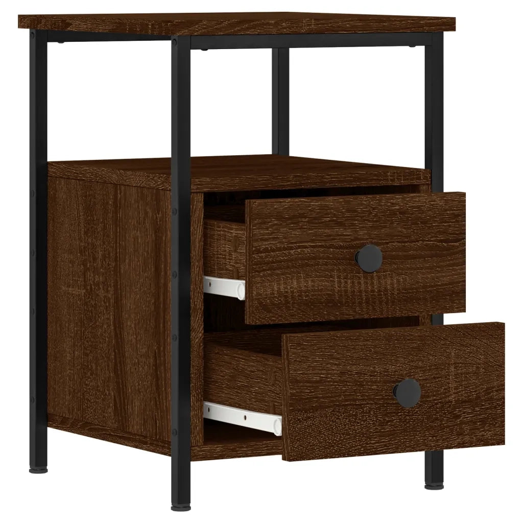 Set di 2 Comodini | Armadio da Notte | Mobiletto da notte Rovere Marrone 34x35,5x50 cm in Legno Multistrato
