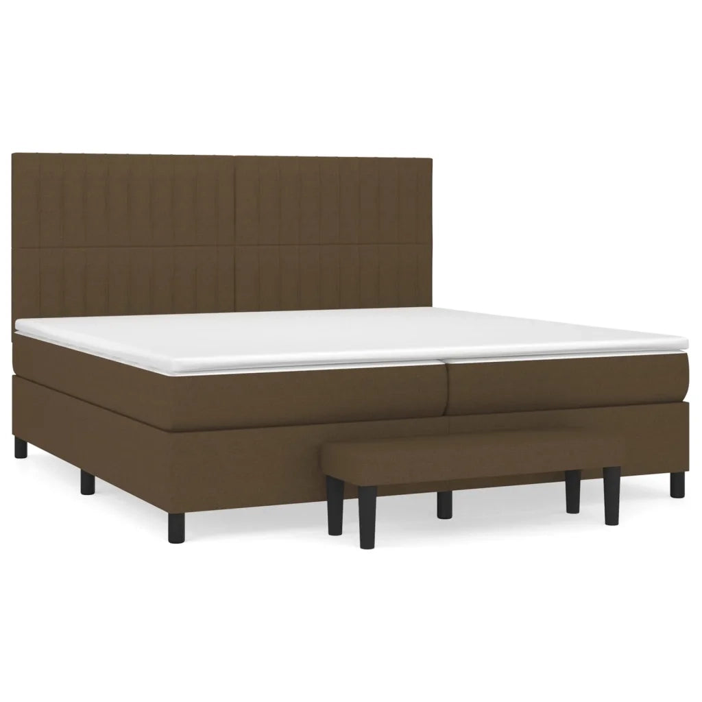 Giroletto a Molle con Materasso Marrone Scuro 200x200cm Tessuto 3136784