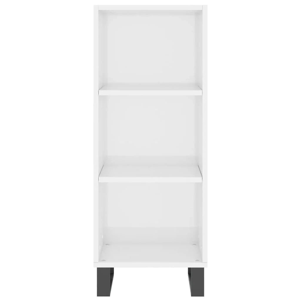 Buffet credenza cassettiera mobiletto mobile contenitore organizer per cucina soggiorno finitura lucida 34,5 x 32,5 x 90 cm legno ingegnerizzato bianco 02_0030585