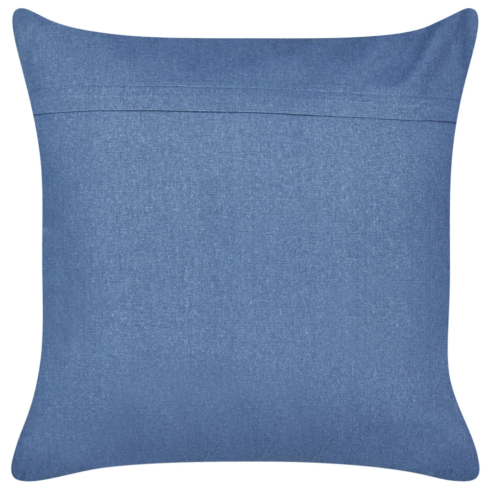 Set di 2 cuscini assortiti con ricamo floreale in velluto blu navi 45 x 45 cm sfoderabile con imbottitura
