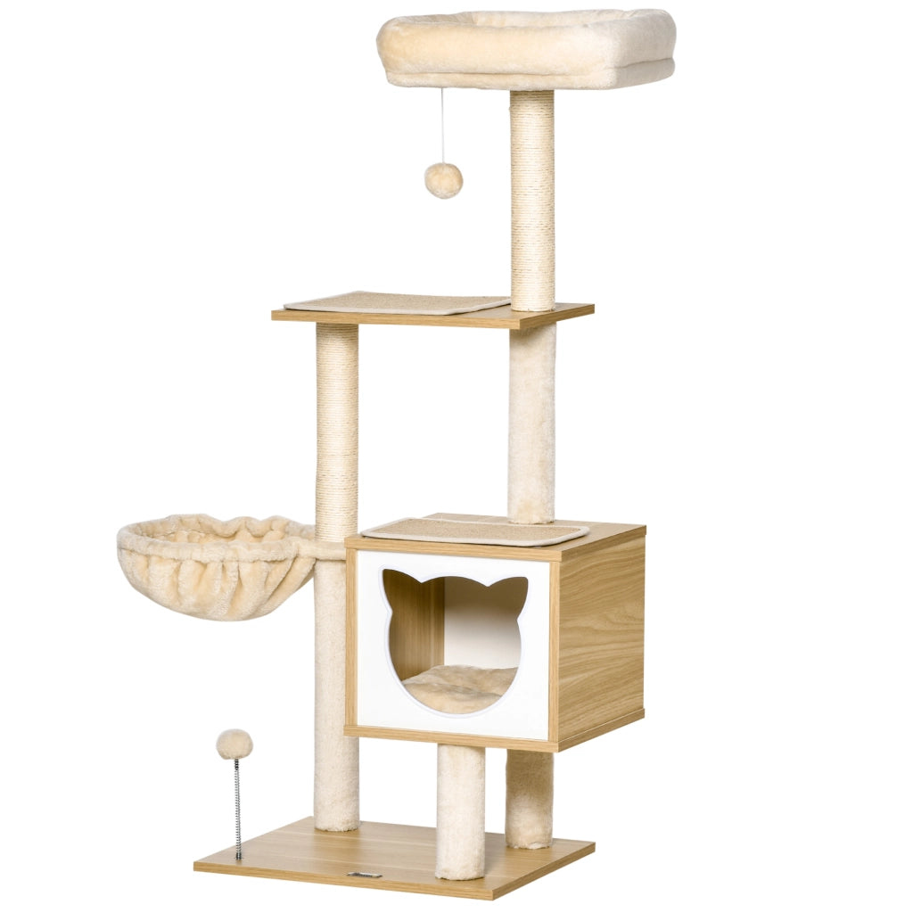 Albero Tiragraffi per Gatti con Piattaforma ¨C zephmum ¨C 48x40x126 cm Beige