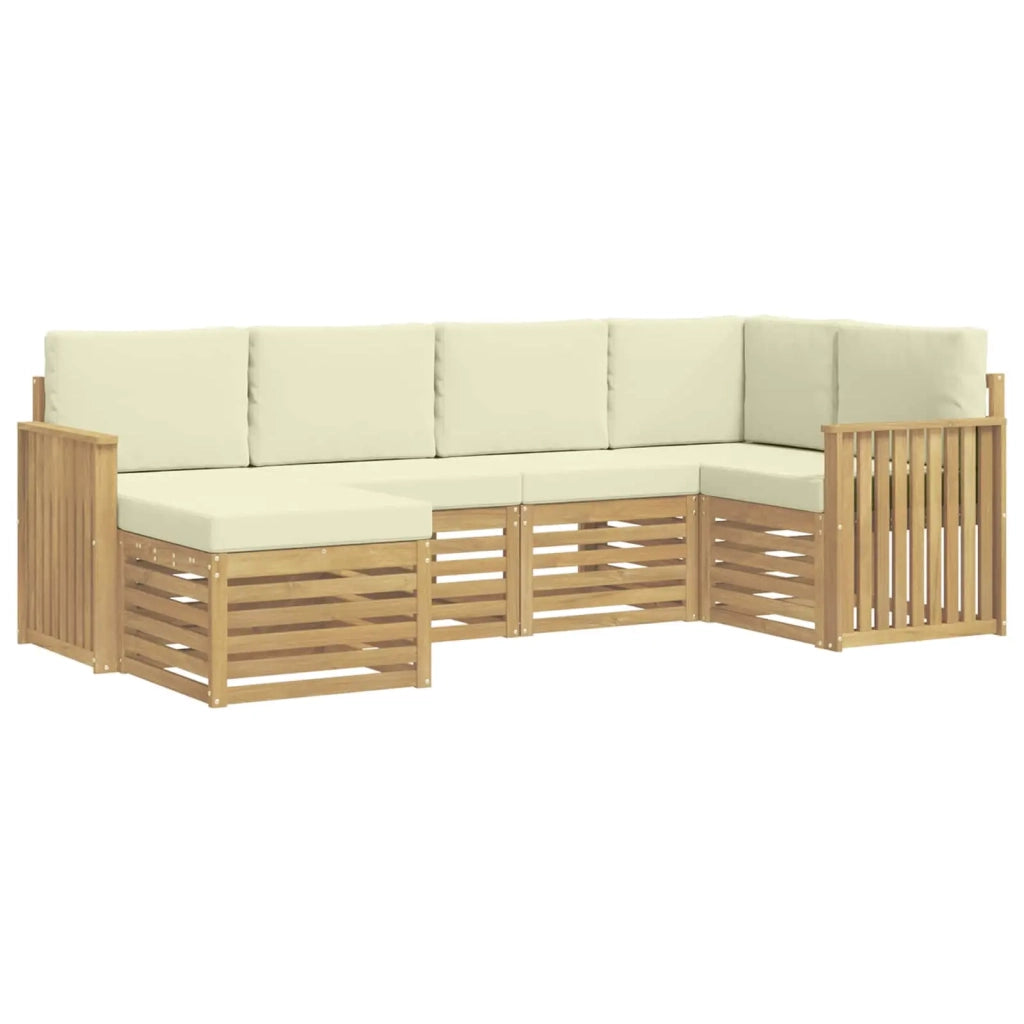 Set di divani da esterno 6 pcs Bianco e Crema Poliestere 3392110