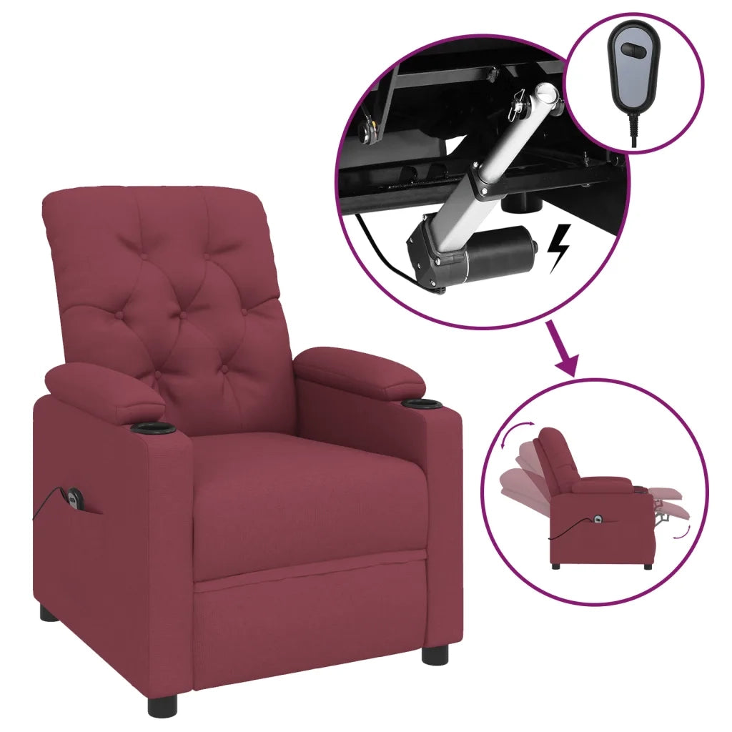 Poltrona Elettrica Reclinabile Rosso Vino in Tessuto 3098842