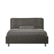 BS COM Letto matrimoniale francese senza rete imbottito 140x200 microfibra grigio Large
