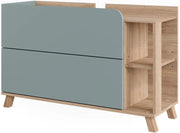 Mobiletto per lavabo Karen, Sonoma/blu, 100 x 65 cm con 2 cassetti, per montaggio sotto il lavabo con apertura per sifone
