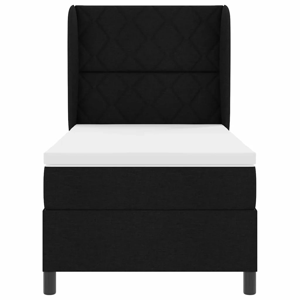 Letto a molle con materasso Nero 90 x 190 cm Tessuto 3340601