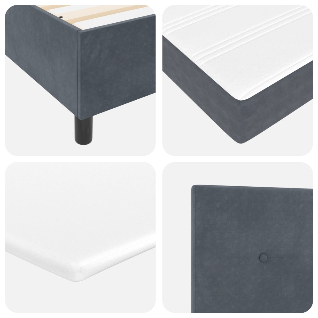 Letto con Box Spring e Materasso & LED Grigio Scuro 140x200 cm Velluto