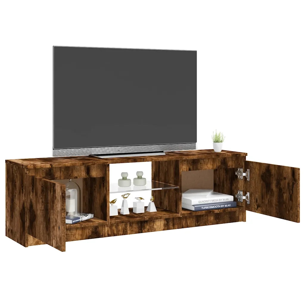 Mobile Porta TV con Luci LED Rovere Fumo 120x30x36 cm 815708