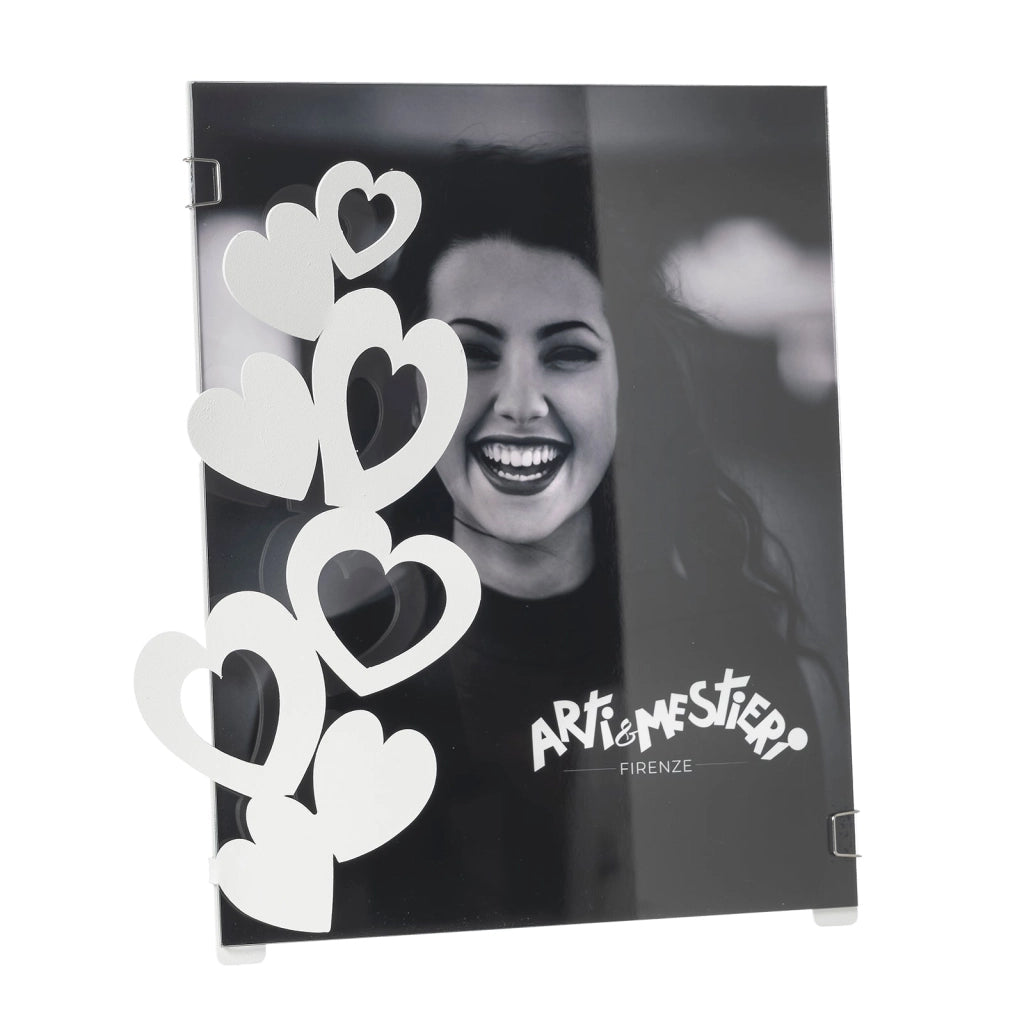 Portafoto di design "Cuori" grande Bianco