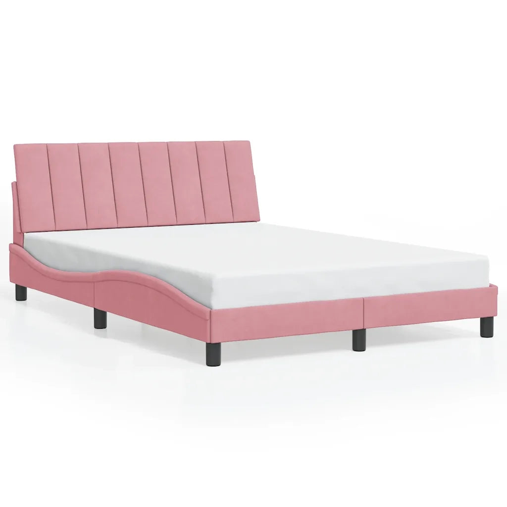 Giroletto senza Materasso-Struttura Letto Hanko Rosa 140x190 cm in Velluto