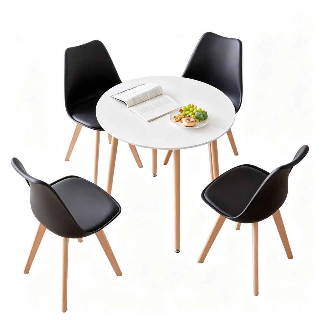Set tavolo da pranzo rotondo con 4 sedie