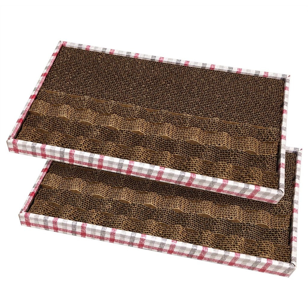 Set 2 Tiragraffi per Gatti in Cartone Ondulato 48x25 cm, Tavoletta Graffiatoio Reversibile, Protegge Mobili e Divani, Design Compatto e Resistente