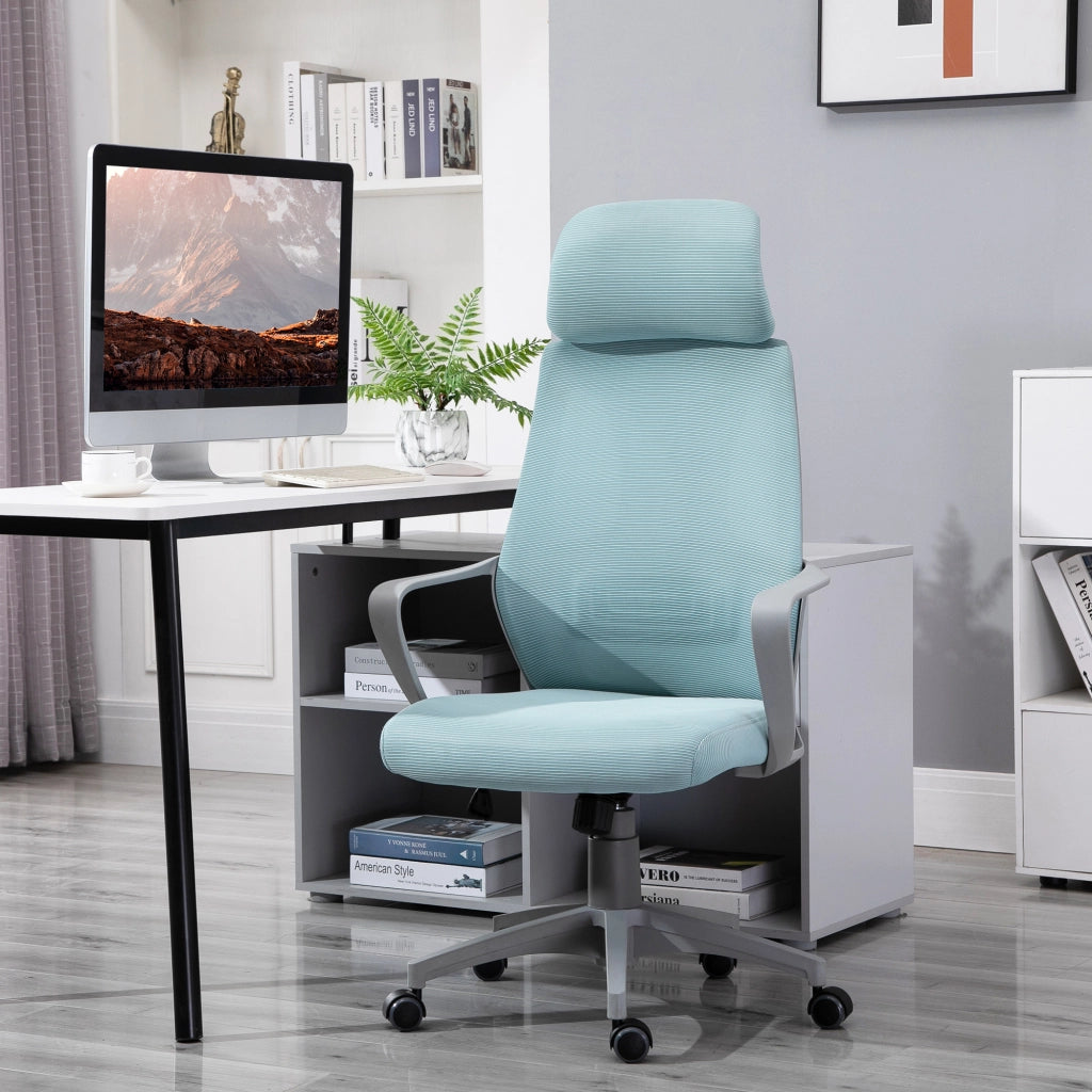 Sedia da ufficio regolabile con braccioli e poggiatesta ¨C zephmum ¨C blu 64x55x116-126 cm