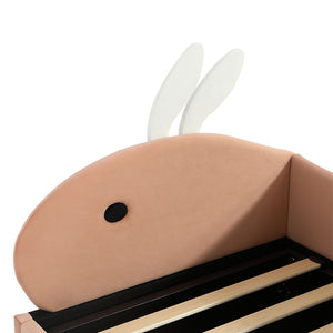 Letto Singolo Bambino Idraulico con Testiera Coniglio 90x200cm - Xylo - Velluto Rosa Lato Destro