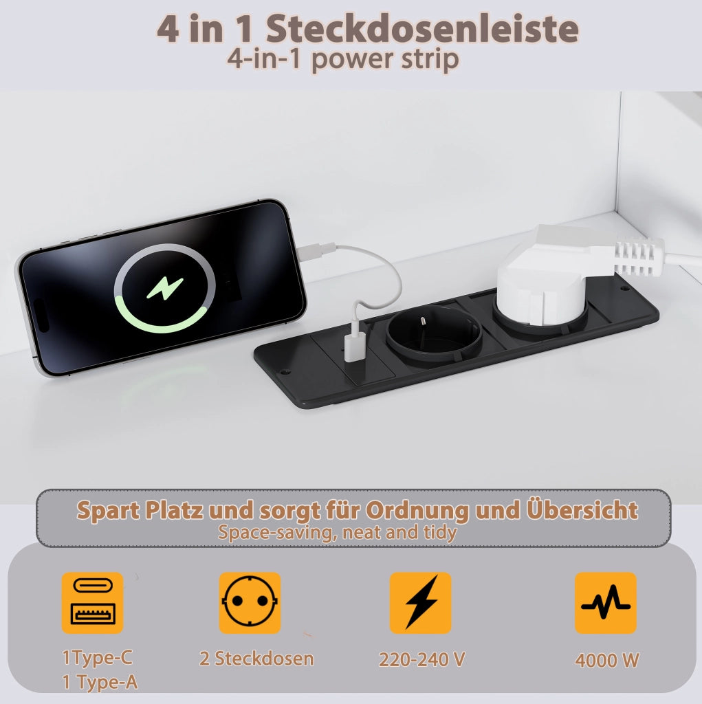 Letto in legno 120x200 cm con letto estraibile e LED