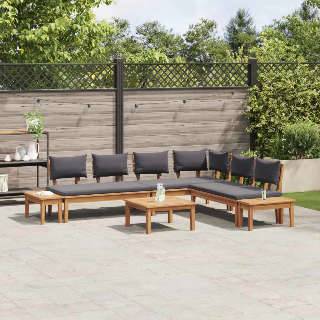 Set Divano da Giardino 3 pcs Marrone e Grigio