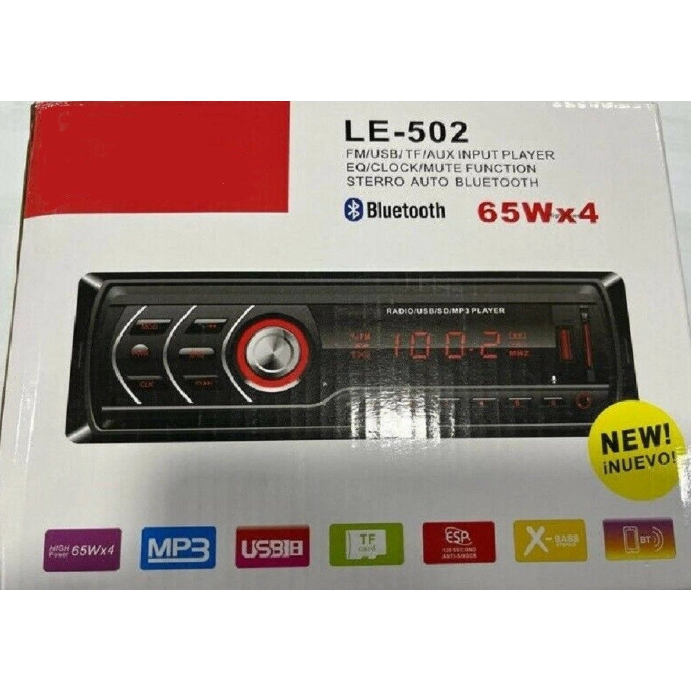 Trade Shop - Autoradio Stereo Auto Vivavoce Bluetooth Aux Mp3 Sd Usb 65wx4 Le-502 Luci Colori -