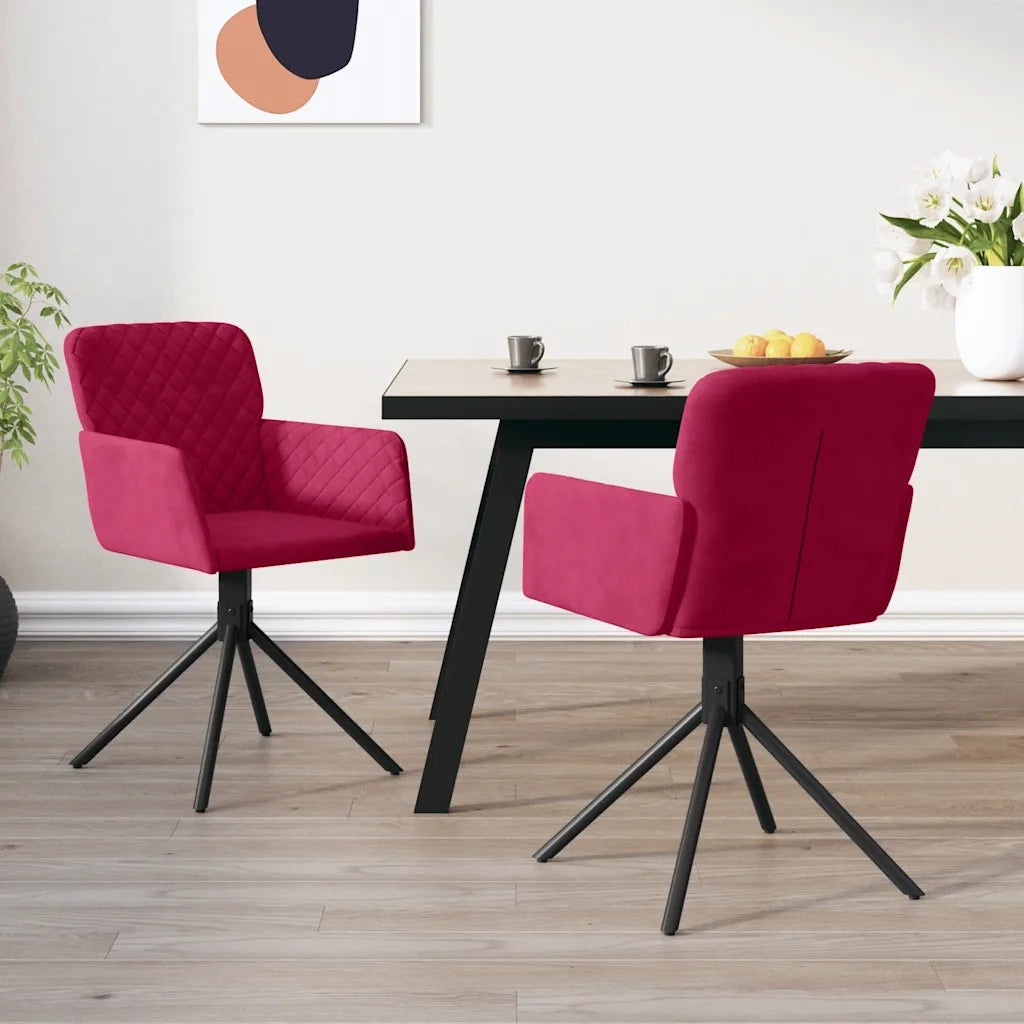 Sedie da Pranzo Girevoli 2 pz Rosso Vino in Velluto cod mxl 29343