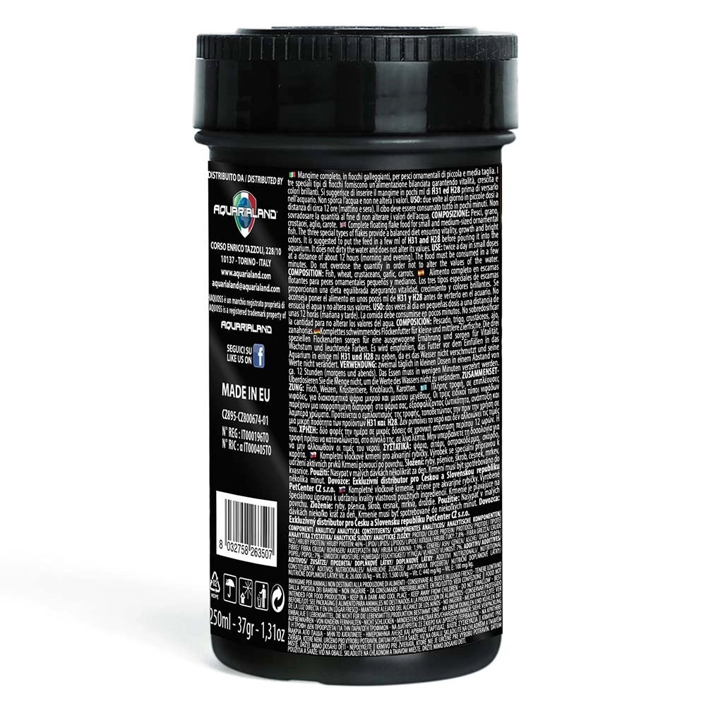 Haquoss Base Flake - mangime in fiocchi con beta-glucano e astaxanthina  per tutti i pesci tropicali Formato: 250 ml