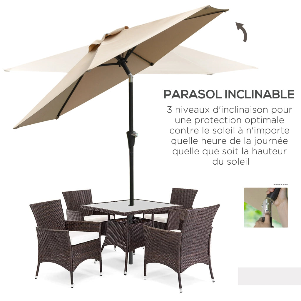 Ombrellone da giardino esagonale inclinabile ¨C zephmum ¨C beige ? 2,3x2,16 m