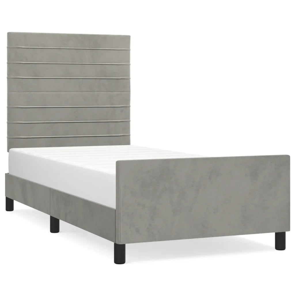 Letto singolo | Letto per adulti | Giroletto senza Materasso Grigio Chiaro 80x200 cm Velluto