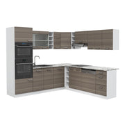 Vicco Cucina angolare completa Grigio prezioso/bianco 237 x 60 cm , PL Marmo