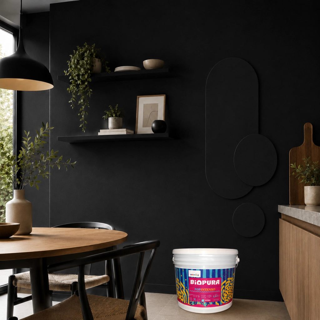 Popintenso palestra e decori interni pittura murale lavabile e coprente cromika *** formato 2.5 lt, colore- nero mezz...