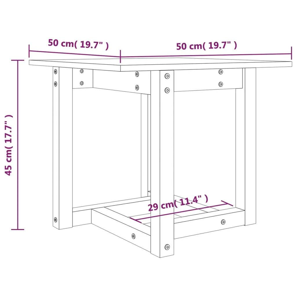 Tavolino da Salotto Grigio 50x50x45 cm Legno Massello di Pino 822174