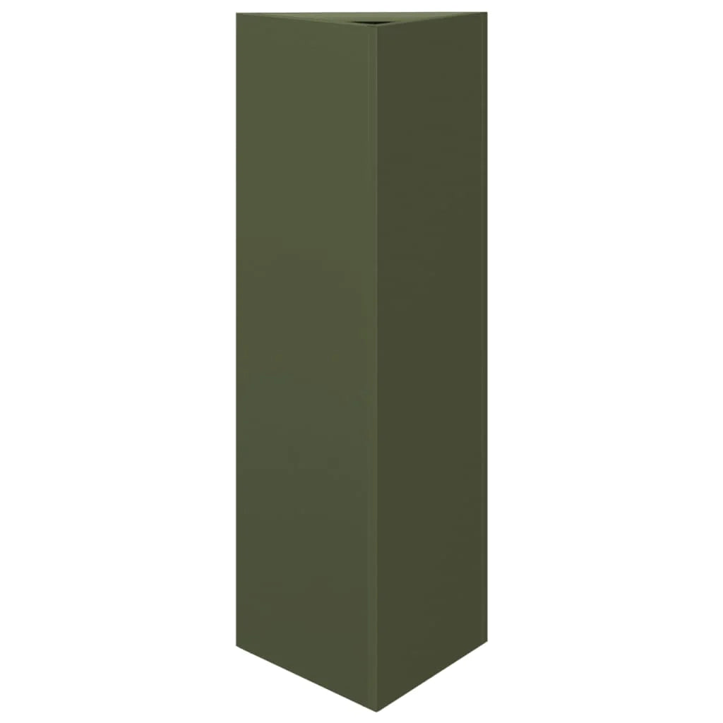 Fioriera rialzata per piante fiori terrazza giardino forma a oliva triangolare 30 x 26 x 75 cm acciaio verde 02_0038712
