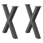 Set di 2 gambe regolabili per tavolo da pranzo a forma di X 80 x 73 cm stile moderno acciaio antracite 02_0057254