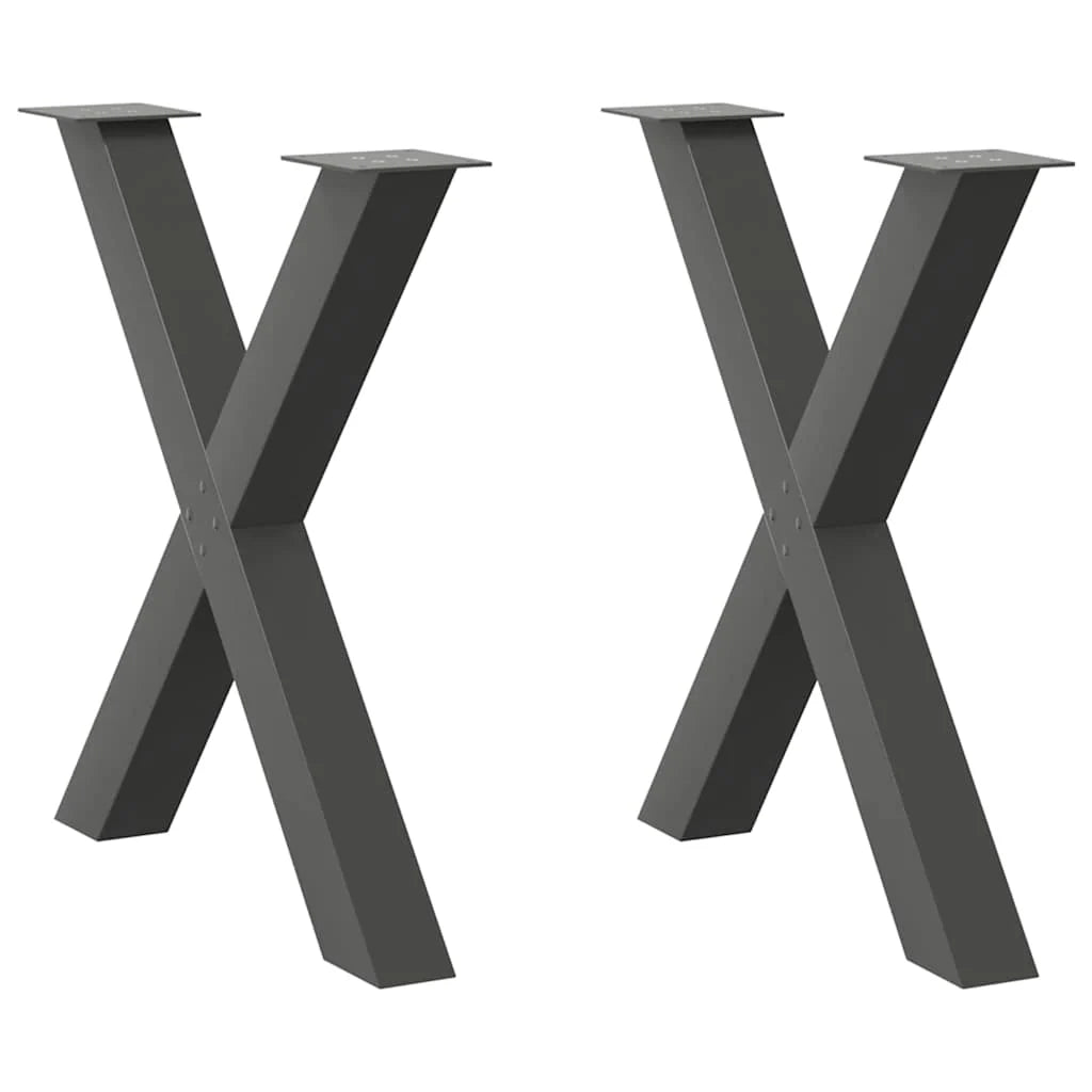 Set di 2 gambe regolabili per tavolo da pranzo a forma di X 80 x 73 cm stile moderno acciaio antracite 02_0057254