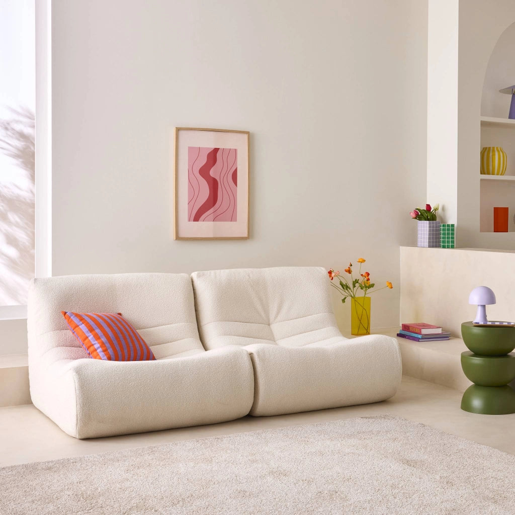 Divano modulare boucle, 2 posti, bianco