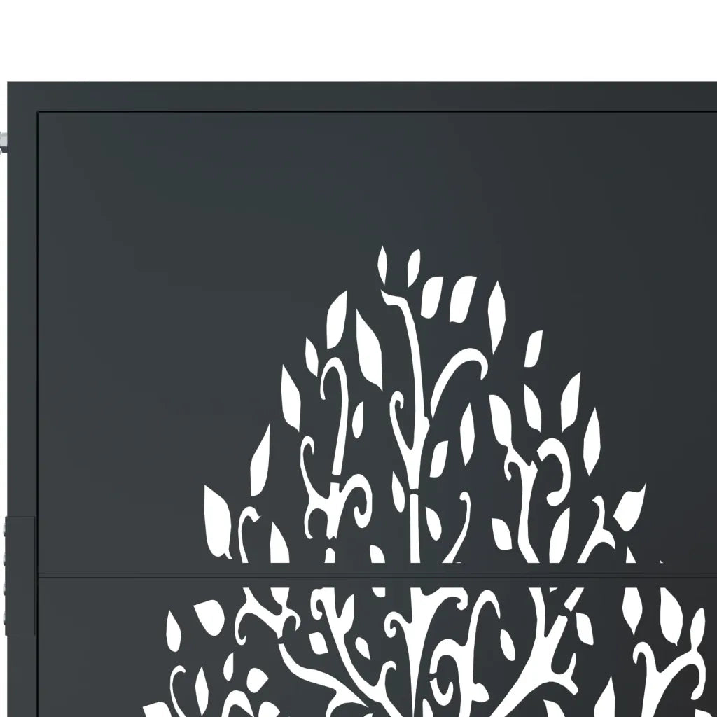 Cancello Giardino-Porta da giardino Antracite 105x155 cm in Acciaio Design Albero