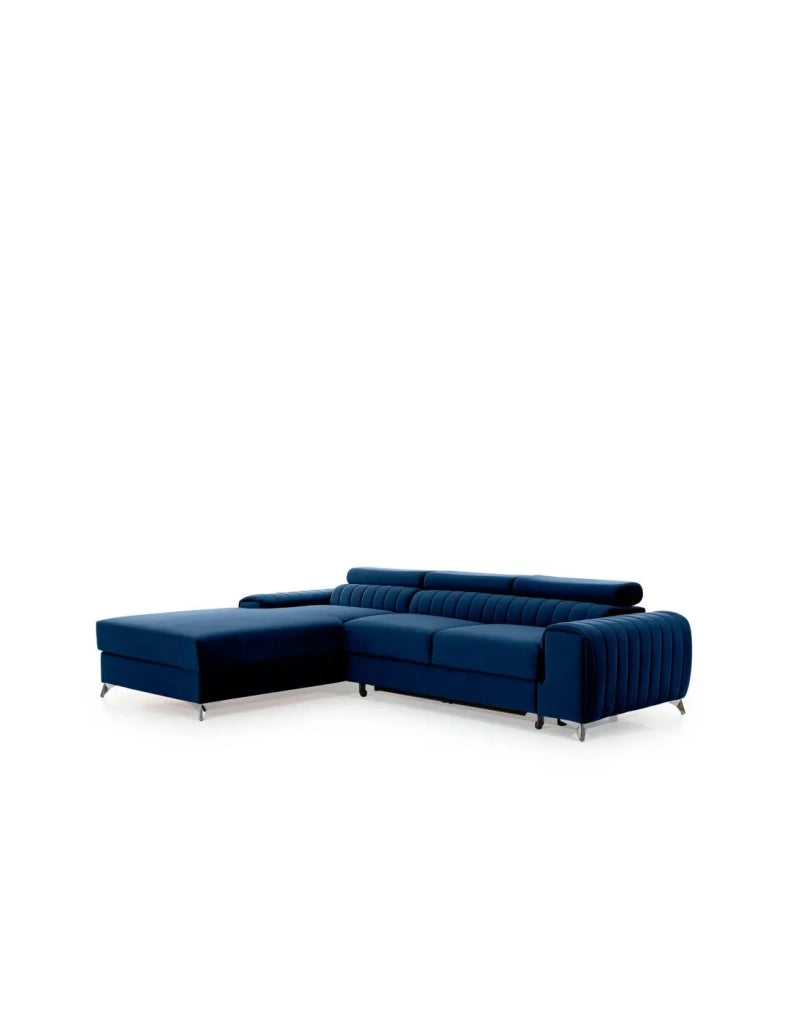 Divano ad angolo sinistro Blu scuro convertibile 3 posti JAYSON letto aggiuntivo