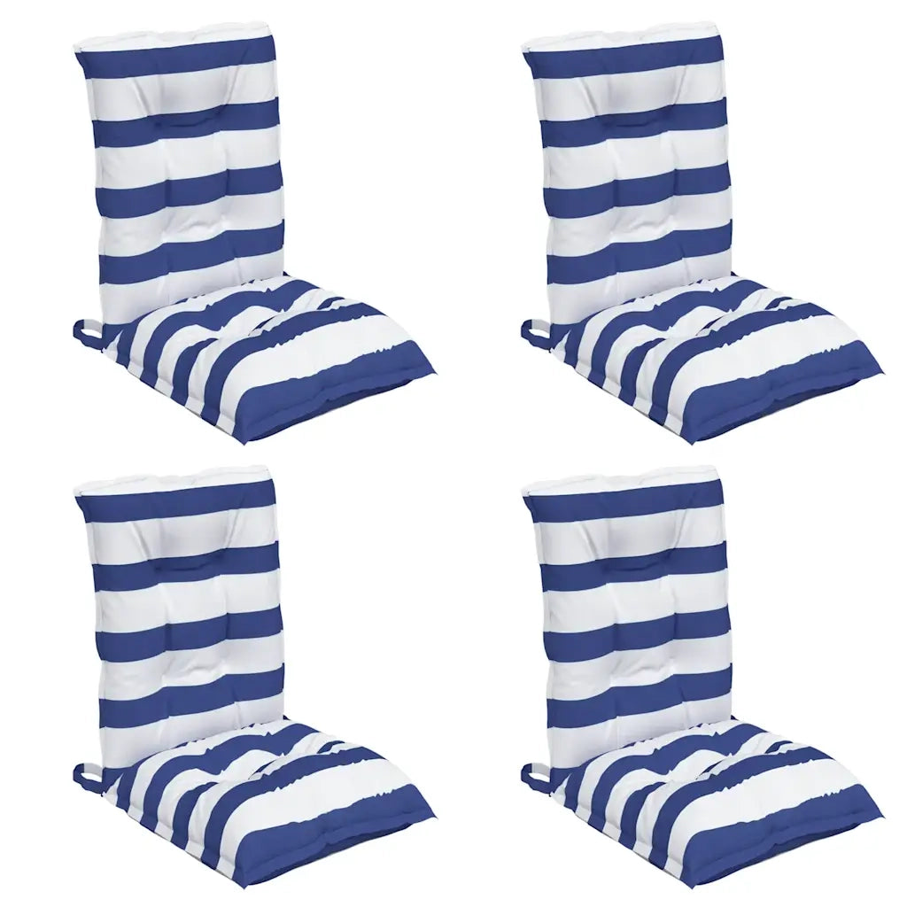 Cuscini Sedia Schienale Basso 4 pz a Righe Blu e Bianche Oxford 377717