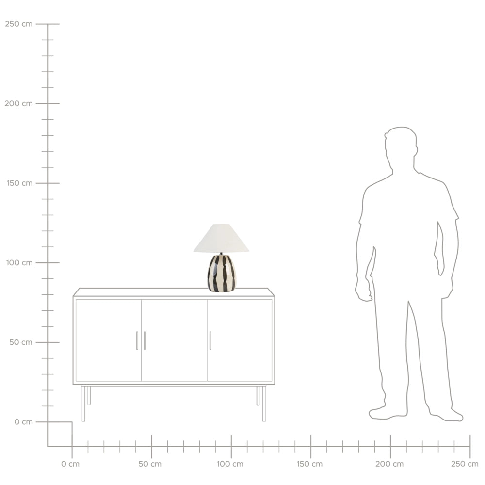 Lampada da tavolo Light Beige e nero Ceramica 41 cm Paralume a cono bianco Fatto a mano Comodino Soggiorno Camera da letto Illuminazione
