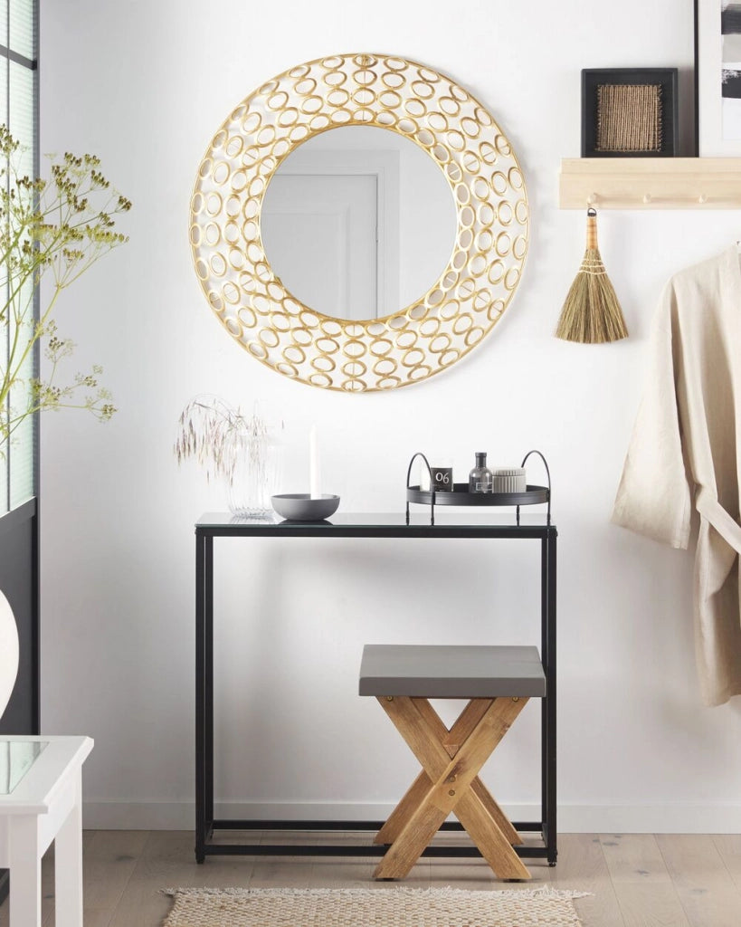 Specchio da parete ovale dorato ø 80 cm arte da parete Decor Soggiorno in stile eclettico