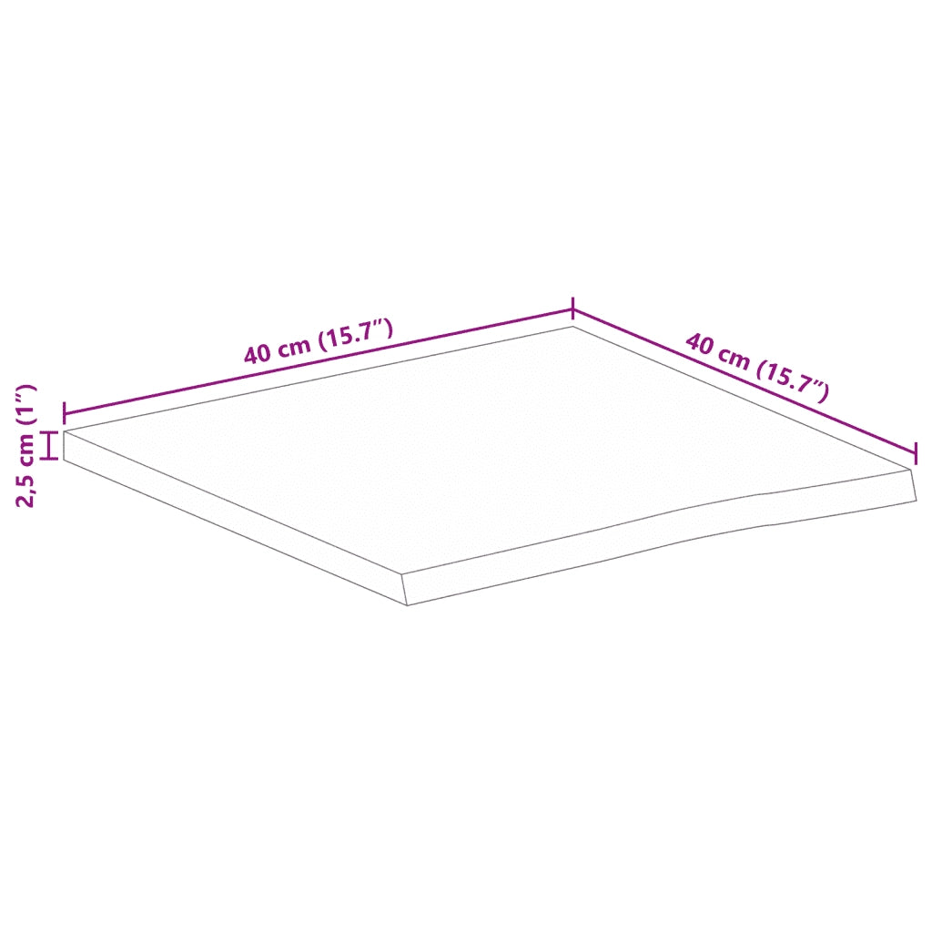 Piano Tavolo Bordi Vivi 40x40x2,5 cm in Legno Massello di Mango 370534
